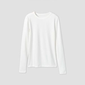 A New Day White Long Sleeve Basic Tee Shirt